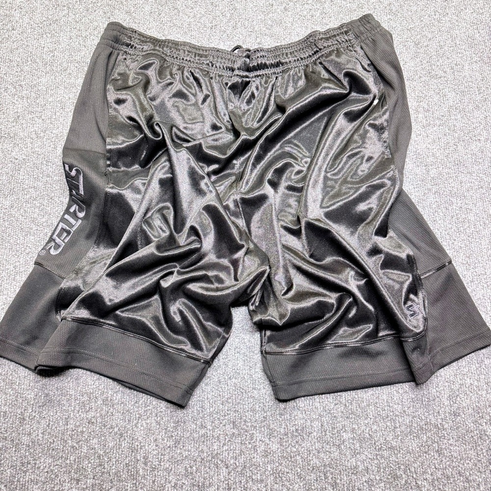 2/$30 VTG Starter‎ Basketball Shorts Men 2XL Black Shiny Dazzle Silky Soft
